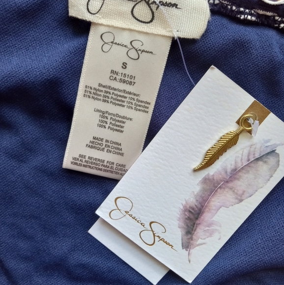 JESSICA SIMPSON Set Tankinki Swimsuit Navy White Two Pieces - Picture 7 of 11